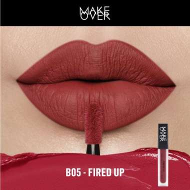 MAKE OVER Powerstay Transferproof Matte Lip Cream - Lipstick BEST SELLER tahan lama B05 Fired Up