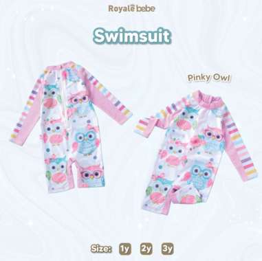 Royale Bebe - Swimsuit (Seri C) | Bodysuit Baju Renang Anak PINKY OWL 1Y