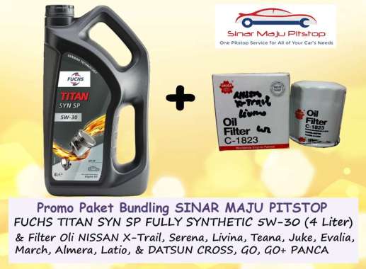 Paket Oli FUCHS TITAN SYN SP FULLY SYNTHETIC 5W-30 Galon 4 Liter & Filter Oli Mobil NISSAN MARCH ALM