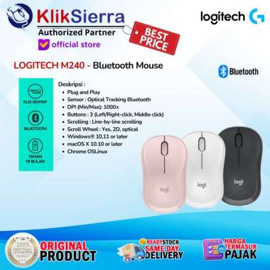 LOGITECH Mouse M240 Wireless Bluetooth Silent Click - Logi Bolt M-240 Garansi Resmi Logitech Mouse R