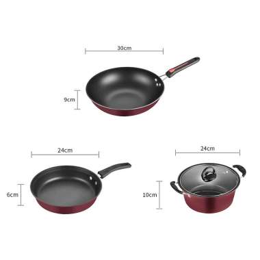 QME Panci Wajan Teflon Set Panci Teflon Penggorengan Set 3 Pcs Pans Pots panci set anti lengk