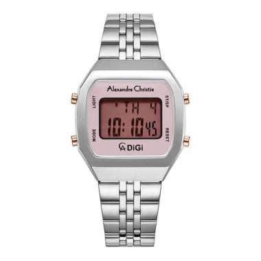 Jam Tangan Wanita Alexandre Christie Digi AC 9403 LH BTRLN Ladies Digital Dial Stainless Steel Strap