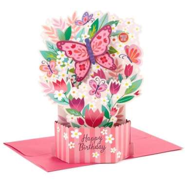 GREETING CARD- HALLMARK- BIRTHDAY- BUTTERFLY BOUQUET 3D POP-UP