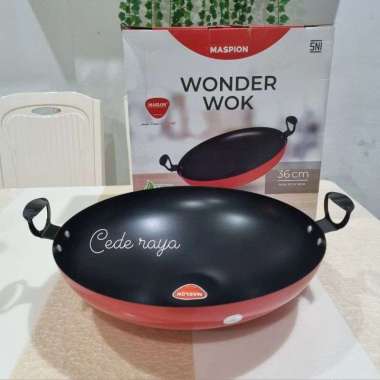 kuali / wajan teflon anti lengket wonder wok maspion 36 cm