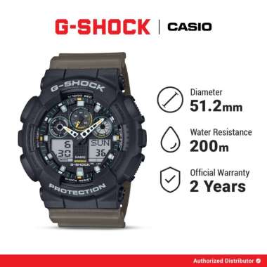 G-Shock Jam Tangan Pria GA-100TU-1A3DR Digital Analog Black Gshock Original