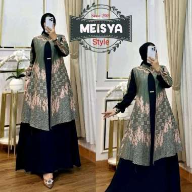 Shalimado Store Gamis Davina Batik Rompi Lepas 2 In 1 Terbaru Gamis Semua Ukuran Navy
