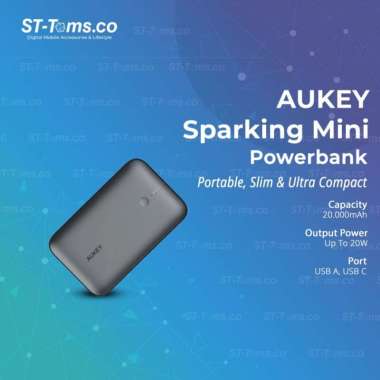 Aukey Spark Mini 20000mAh Compact Fast Charging Power Bank with 20W PD - PB-Y57 Grey