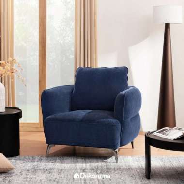Dekoruma HIDAKA Sofa 1 Dudukan Kain / Sofa 1 Seater Kain / Sofa Ruang Tamu - Navy
