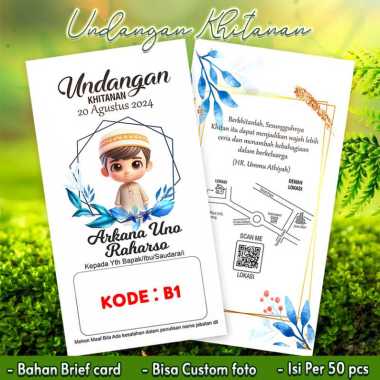 Undangan khitan minimalis isi 50pcs Terbaru B6