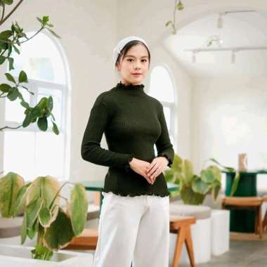 PUSSAT Eshika Sweater Knit Rajut Kriwil Korea Style Lengan Panjang Daisy Sweater Rajut Korea Sweater