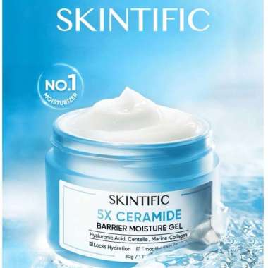 SKINTIFIC Moisturizer Niacinamide Brightening Moisture Gel +5X Ceramide Moisturizer Biru - Ceramide