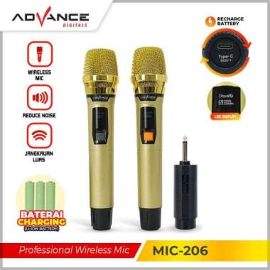Advance Microphone Double Wireless MIC-206 Batery Recharger Mic 206