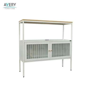 Avery - BST 05 - Buffet Serbaguna / lemari Buffet 2 Pintu Kaca Swing Besi