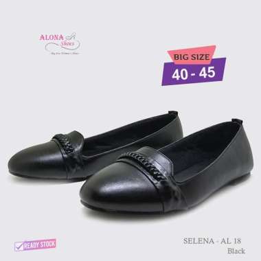 Selena Big Size - Sepatu Wanita Formal Oxford Black Ava Flat Shoes Casual Party ( Ukuran Jumbo ) 42