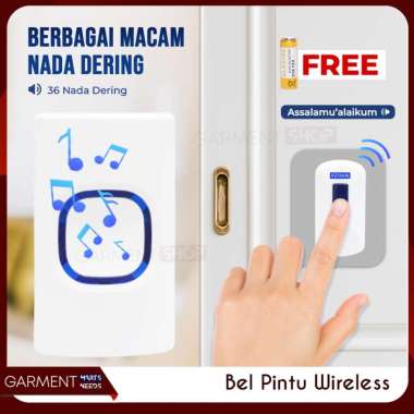 Bel Rumah Wireless Bunyi Assalamualaikum Baterai Listrik Bel Kantor Toko Jarak Jauh Anti Air Merek K