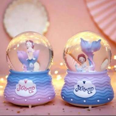 Kotak Musik MERMAID Snowball JUMBO Bola Salju Hias Kristal Lampu Kado Beauty Mermaid - XL