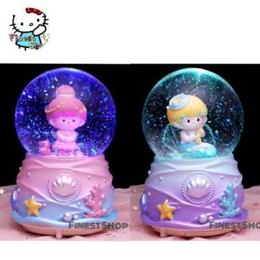 Kotak Musik MERMAID Snowball JUMBO Bola Salju Hias Kristal Lampu Kado Princess Mrmaid - XL