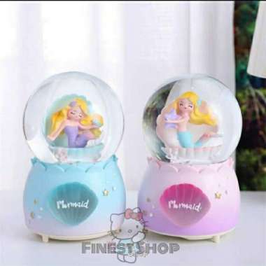 Kotak Musik MERMAID Snowball JUMBO Bola Salju Hias Kristal Lampu Kado Shell Mermaid - XL
