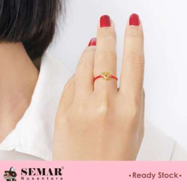 Cincin Tali Emas Rosaline Heart Gold 23K Semar Nusantara, Warna Merah