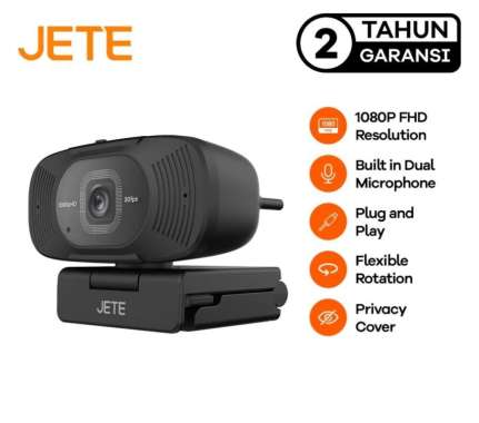 JETE Webcam W7 Pro 1080p Full HD Flexible Rotation with Dual Mic