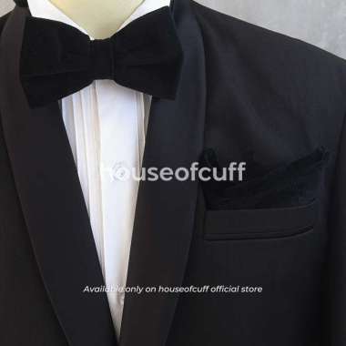 Houseofcuff dasi kupu pria bowtie pocket square bludru Bowtie+PocketSquare