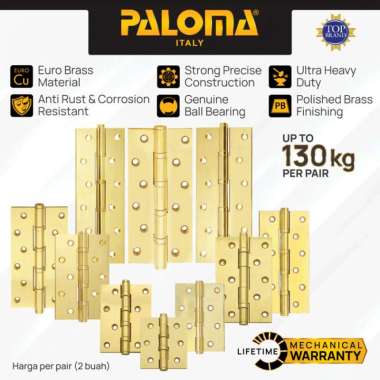 PALOMA Engsel Pintu Jendela Hinge Kupu Butt Plat Aluminium Kayu PVC Door Window Euro Brass Kuningan 