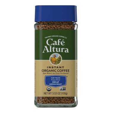 Cafe Altura Instant Organic Coffee Medium Roast Decaf 100 Gram