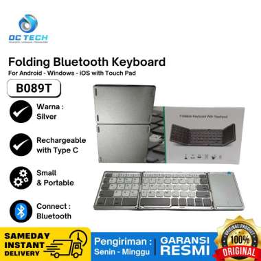 Keyboard Bluetooth Foldable Wireless Keyboard 3 Layers with Touchpad Keyboard Lipat Type C