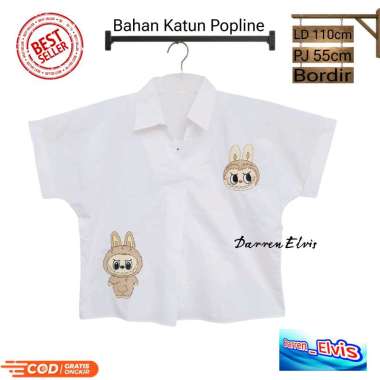 Atasan Wanita Putih Bordir Labubu