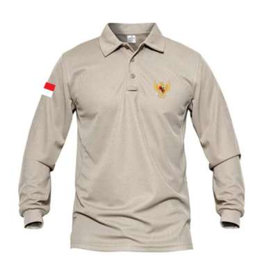 Jemssky - Kaos Polo Shirt Pria Kerah Lengan Panjang Garuda Merah Putih Sablon Print Quality CokSu XL