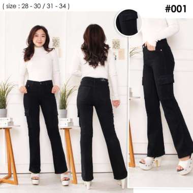 Celana Panjang Wanita Jeans Highwaist Cutbray Cargo Skinny Softjeans Stretch Model Kaki Lebar Denim 