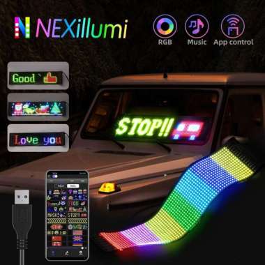 Running Text LED Matrix Panel Bluetooth Colorful Display Kit 5V Papan Lampu Pesan Iklan Mobil Tulisa