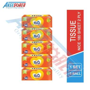 Aksesoren Tissue Wajah Nice 180 Sheets [1 Paket / 5 Pcs] / Tisu 2 Ply Multifungsi / Tisu Muka Dapur 