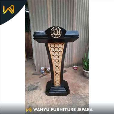 Mimbar Podium Stainless Model Minimalis Rangka Kayu Jati Mimbar Podium