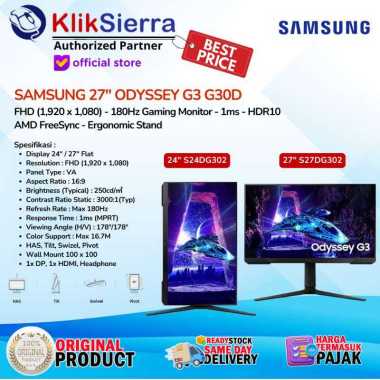 SAMSUNG S24DG302 24" ODYSSEY G3 G30D FHD 180Hz 1ms Gaming Monitor - AMD FreeSync HDMI Ergonomic Stan