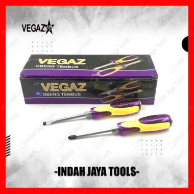 VEGAZ Obeng TEMBUS Gagang Plastik 4 Inch PLUS MIN (+) (-) Ketok Gedor Screwdriver PLUS
