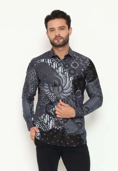 MAGINOT WIDYA Batik Pria Slim Fit Lengan Panjang GREY XL