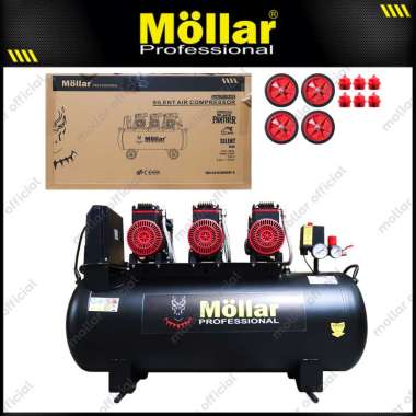 MOLLAR AC15100H3BP-R Mesin Kompresor Angin 3 HP 100 Liter Silent Oilless Black Panther