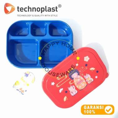 TECHNOPLAST Lungo Sealware Recta With Devider 1000ml Kotak Bekal Bento Lunch Box Sekat 1000ml Merah 