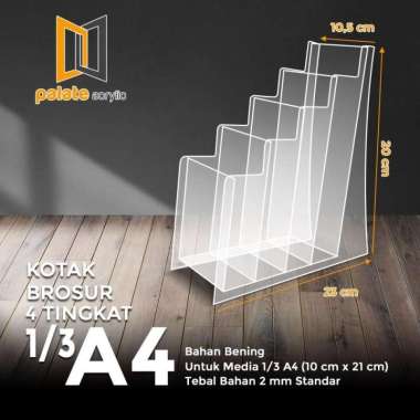 AKRILIK RAK TEMPAT BROSUR AKRILIK 4 SUSUN 1/3 A4