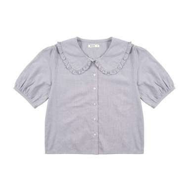 3Second Women's Blouse Shirt Boxy Fit Puffed Sleeve Debora C030924 S Grey