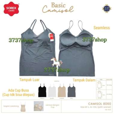 SOREX BRA CAMISOL 8060 - ATASAN TANKTOP / SINGLET WANITA TALI KECIL DGN CUP BUSA M-L Coklat