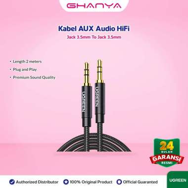 UGREEN Kabel Aux Audio Jack 3.5mm Male To Male Aux Hifi Stereo TRRS Audio Stereo & Call 2 Meter 5036