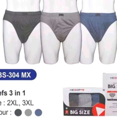 Celana dalam pria jumbo big size isi 3pcs 2XL 3XL hicoop XXL