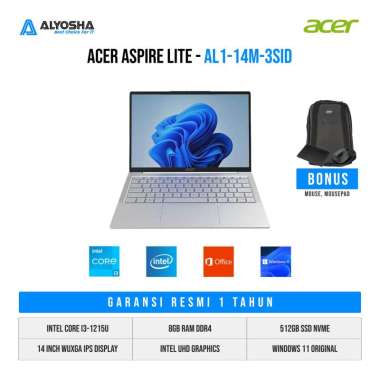 Acer Aspire Lite 3CID/3BID /Intel Core i3-1215U/8GB/512GB SSD/14″ WUXGA IPS/Win 11 Home+OHS 2021[AL1