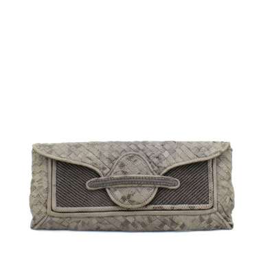 Bottega Veneta Ash Snake "Karung" Intreciatto Clutch Bag I15744C