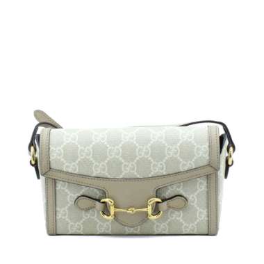 Gucci Horsebit 1955 Mini Bag in Beige and White I15599C