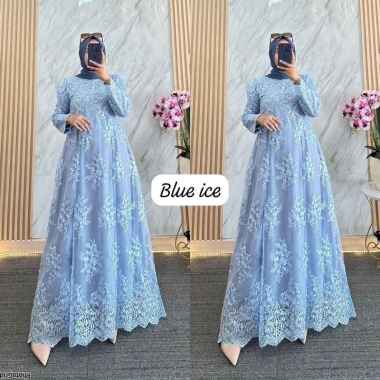 DRESS BROKAT TILE GAMIS MEWAH DRESS PESTA GLAMOUR MEMPESONA Ld 120cm (Jumbo) A