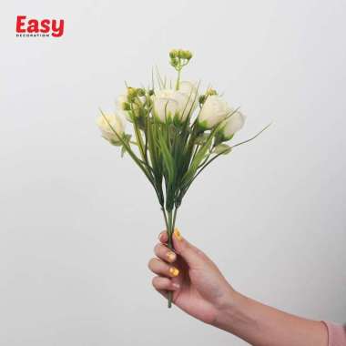 Bunga Mawar Kuncup X5 Mini Plastik Artificial - Bunga Rose Mini Kuncup Peach