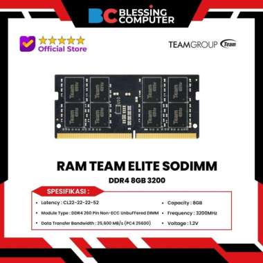 RAM TEAM ELITE SODIMM DDR4 8GB 3200 TED48G3200C22
